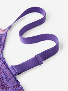 LUVLETTE Lingerie Full Coverage Longline Push Up Lace Bra - Purple - View 9
