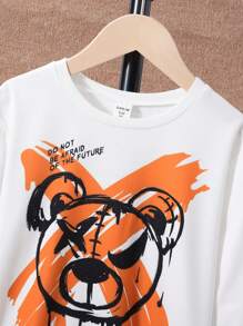 SHEIN 青少年男生卡通和標語印花2件套裝 - 彩色 - 查看 5