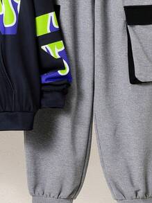 男童休閒字母印花帽衫和褲子套裝 - 彩色 - 查看 5