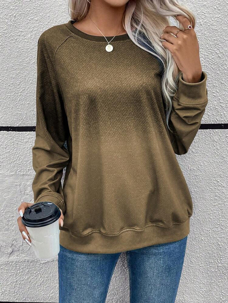 Ombre Raglan Sleeve Sweatshirt Pullover Fall Sweatshirt