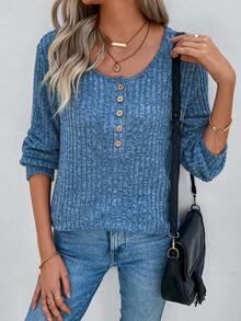 EMERY ROSE 圓領燈籠袖t恤 - 藍色 - 查看 4