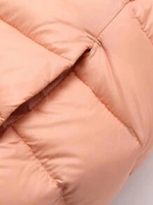 Teenage Girls' Zipper Hooded Padded Coat - Baby Pink - View 5