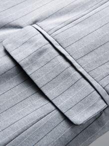 Manfinity Mode 男士条纹西装外套 - 淺灰色 - 查看 5