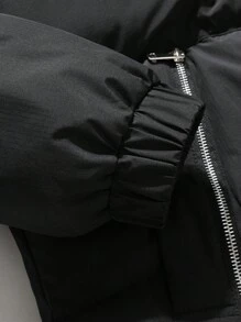 Manfinity Hypemode 宽松男式拉链抽绳夹棉大衣 - 黑色 - 查看 5