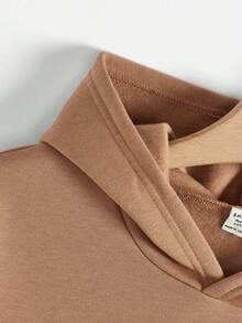 Thiếu niên Con trai Chi tiết được vá Áo nỉ có mũ Và Quần Chạy bộ Bộ - màu nâu - Xem 8