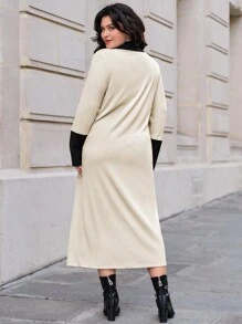 SHEIN Essnce Vestido Largo De Talla Grande Para Mujer - Albaricoque - Ver 2