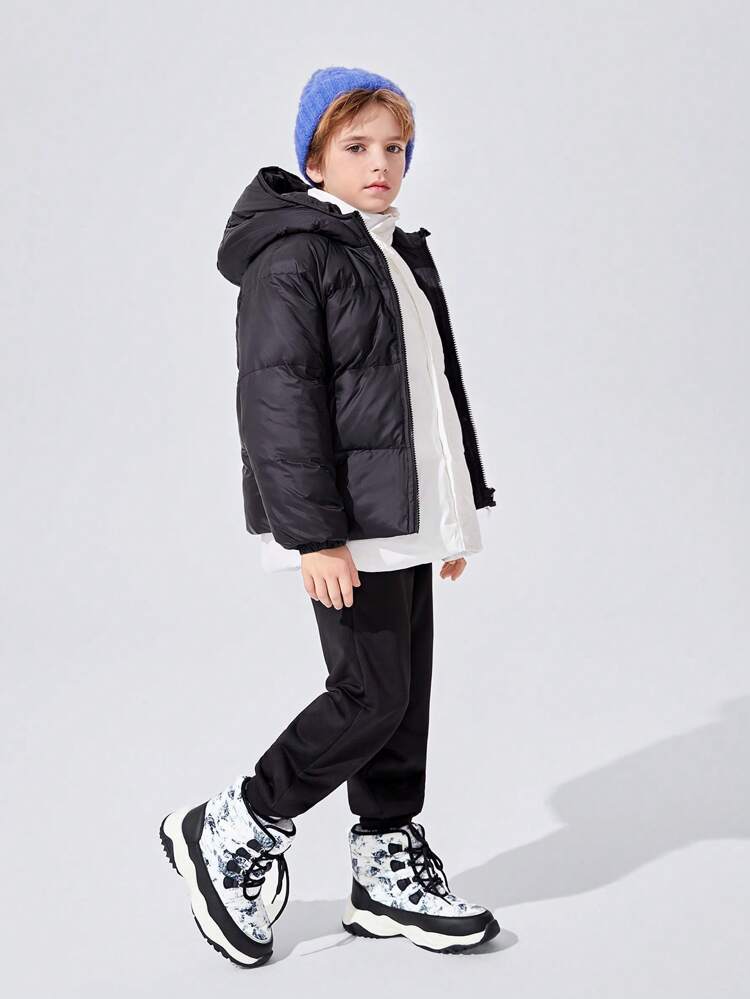 Fashionable Color Block Boys' Flat Comfortable Warm Snow Boots With Plush Lining