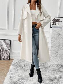 SHEIN Privé 女士風衣外套 - 杏色 - 查看 3