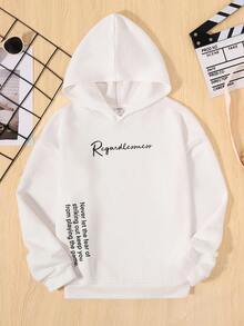 SHEIN 3件套宽松学院风印花卫衣套装，适合青少年男孩 - 墨綠色 - 查看 7