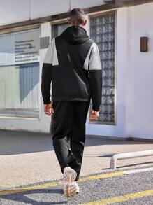 Gym Rark Chaqueta deportiva con capucha con cordón y bloques de color y pantalones de chándal para hombre, conjunto deportivo, chándal, conjunto de entrenamiento para gimnasio - Negro - Ver 2
