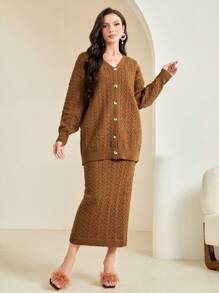 Mulvari Của phụ nữ Màu thuần Bộ - màu nâu - Xem 3