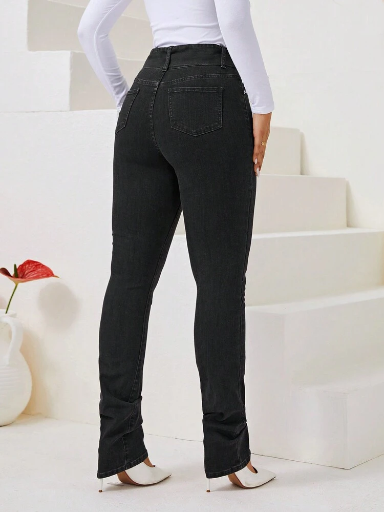 High Waist Belted Skinny Jeans