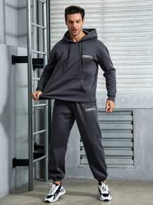 SHEIN Fitness Men's Gray Hooded Sweatshirt Set
