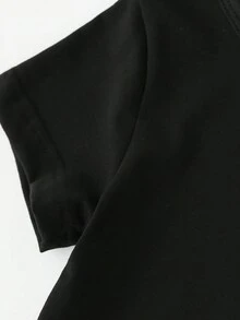 1pc Teen Girl Letter Printed Short Sleeve T-Shirt, Family Matching For Mommy And Me (4 Pieces Sold Separately) - Black - View 6