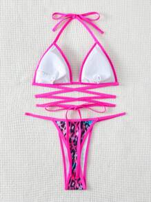 Swim SXY Dames bikiniset met halterband en luipaardprint Summer Beach