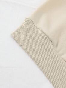 SHEIN EZwear 卡通貓貓圖案加絨內裏運動衫 - 摩卡棕 - 查看 5
