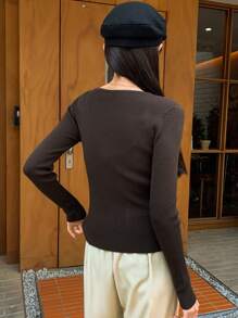 DAZY 女士纯色圆领长袖修身商务休闲套头毛衣秋冬