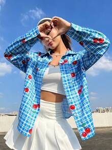 SHEIN EZwear 可愛女裝襯衫 - 藍色 - 查看 5
