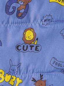 Con trai Xanh In động vật hoạt hình Ấm áp Áo vest - Màu xanh lam - Xem 6