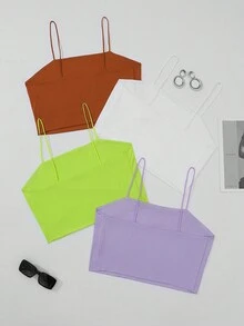 Calvaya 大碼4入組素色吊帶上衣 - 彩色 - 查看 2