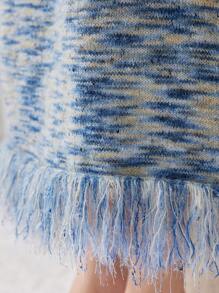 Modelyn Women's Space Dye Fringe Sweater Skirt - Blue - View 3