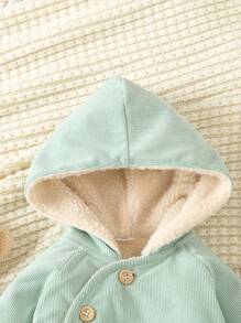 SHEIN Baby Boy Button Front Thermal Lined Hooded Coat - Multicolor - View 5