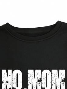 SHEIN EZwear Women's Plus Size Slogan Printed Fleece Sweatshirt - Black - View 8