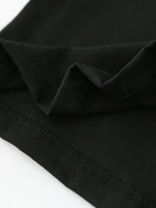 1pc Teen Girl Letter Printed Short Sleeve T-Shirt, Family Matching For Mommy And Me (4 Pieces Sold Separately) - Black - View 5