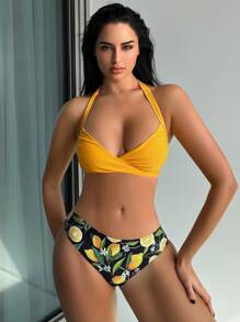 SHEIN Swim Conjunto de bikini de mujer estampado para vacaciones de verano - Multicolor - Ver 1