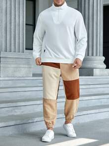 GENTILAND Men Plus Color Block Slant Pocket Pants - Multicolor - View 3