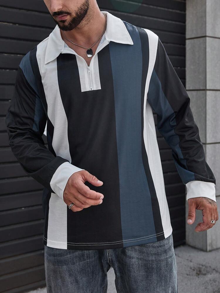 Men Plus Color Block Polo Shirt