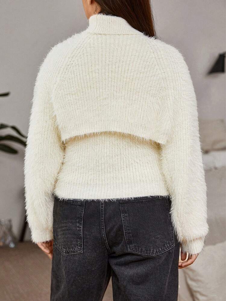 Plus Turtleneck Super Crop Sweater & Knit Top