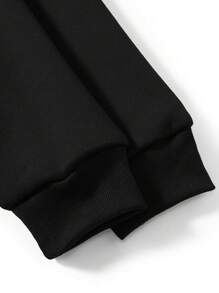 SHEIN EZwear Christmas Tree Print Thermal Lined Sweatshirt - Black - View 3