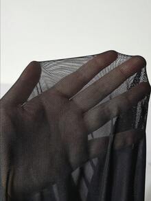 SHEIN Unity 網紗拼接小高領背心上衣 - 黑色 - 查看 6