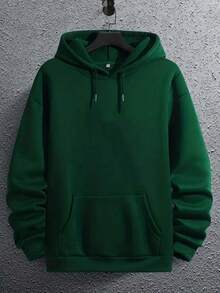 Nam Thả vai Dây rút Hoodie Với Chơi bài In - Màu xanh lá cây đậm - Xem 2