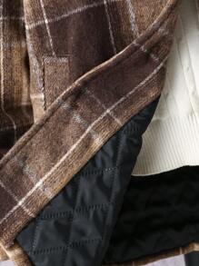 SHEIN Tween Boy 1pc Plaid Quilted Lined Hooded Overcoat - Multicolor - View 4