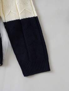 SHEIN 男大童撞色麻花編織套頭毛衣 - 杏色 - 查看 3