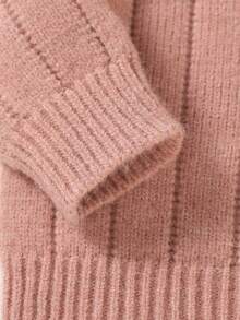 Baby Girl Raglan Sleeve Ribbed Knit Sweater - Pink - View 4