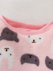 SHEIN 2入組幼童女孩卡通印花運動套裝衣褲 - 粉色 - 查看 4