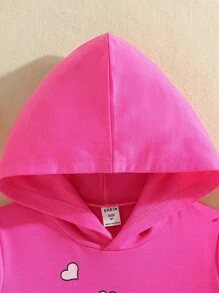 SHEIN Áo nỉ giữ nhiệt lót lông in hình hoạt hình bé gái - Màu Hồng Tươi - Xem 6