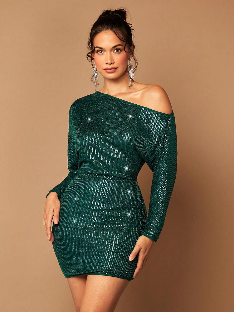 Ladies' One Shoulder Sparkle Dress