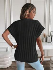 SHEIN LUNE Của phụ nữ tay cánh Áo len vest - màu đen - Xem 2