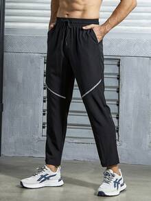 Manfinity Sport Corelite Men Drawstring Waist Slant Pocket Sports Pants - Black - View 4