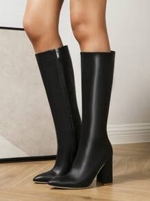 Fashionable Women Over Knee Length Boots, Coffee Color PU Materials, Chunky Heel High Shaft Boots, New Styles For Autumn/Winter