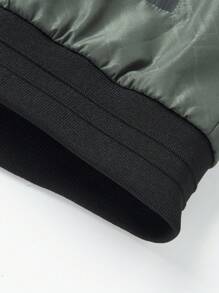 Manfinity Homme Nam Lá thư In Dây kéo mặt trước áo có mũ Áo khoác - xanh quân đội - Xem 8