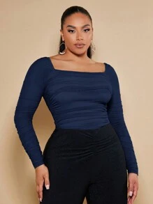 SHEIN BAE 大碼襯衫 - 藏蓝色 - 查看 1