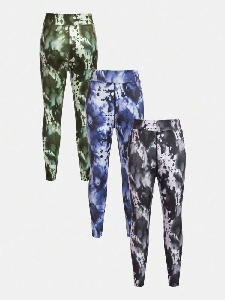 3pcs/set Tie-dye Yoga Pants For Tween Boys