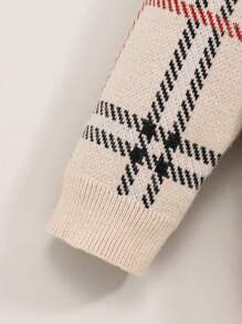 男嬰格紋圖案麻花編織開襟衫無襯衫 - 彩色 - 查看 7