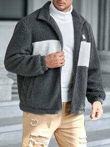 GENTILAND Nam Plus Hai âm Chi tiết Patched thư Áo Teddy Jackets - Nhiều màu - Xem 4