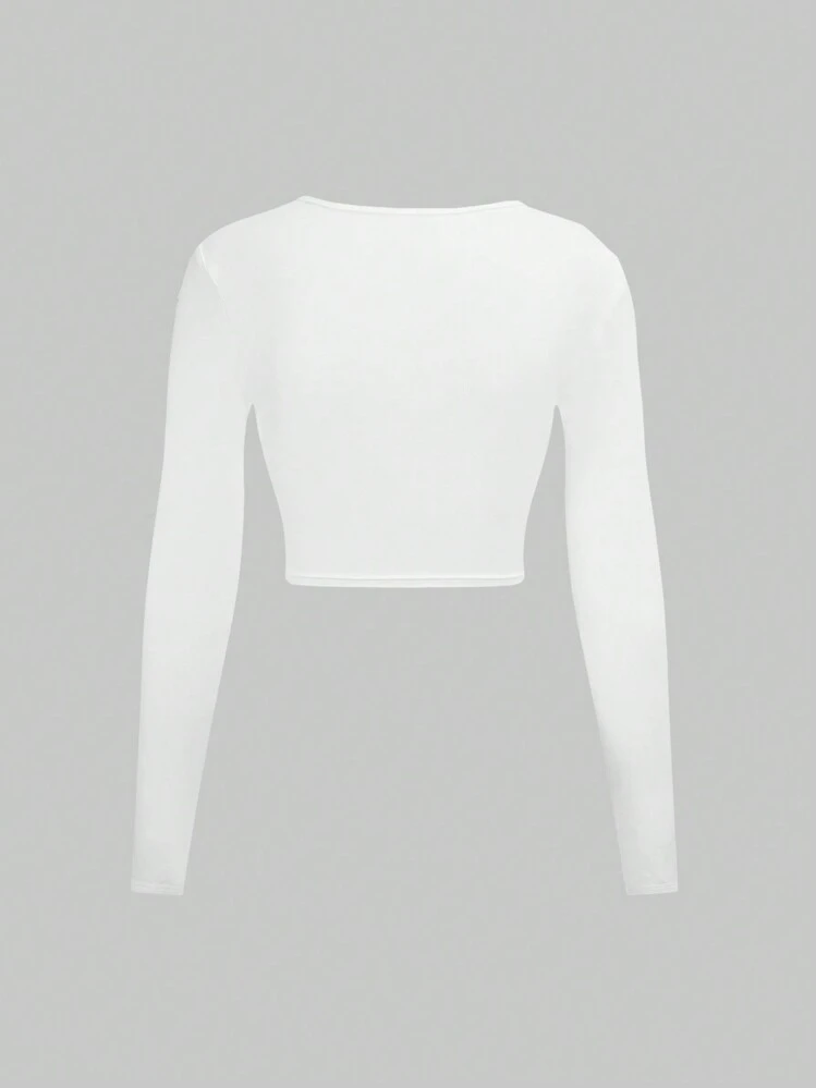 SHEIN Unity ツイストフロント クロップトップ - ホワイト - 見る 2